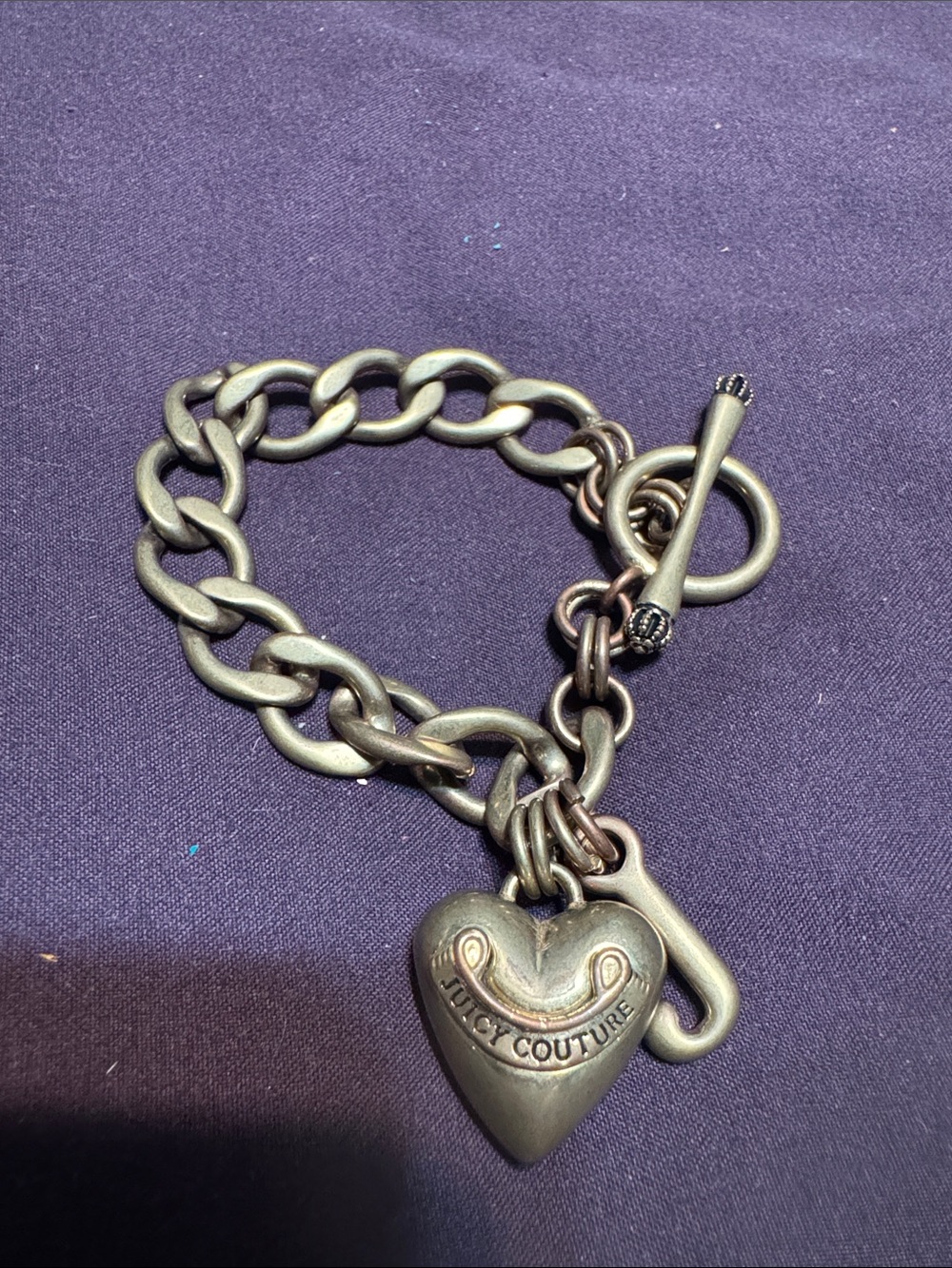 Juicy Couture Bronze-Tone Heart Charm Toggle Bracelet